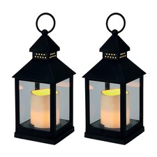 2er Windlicht Stalllaterne Laterne Gartenlaterne LED Kerze aussen Timer H23cm