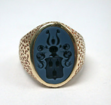 super Wappen Ring Achat massiv Gelbgold