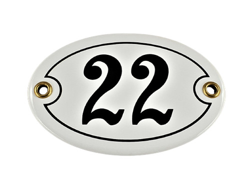Emaille hausnummer oval 22 - nr.,