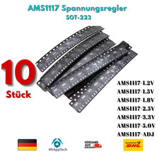 10x AMS1117 Spannungsregler 1A 1.2V, 1.5V, 1.8V, 2.5V, 3.3V, 5.0V, ADJ SOT-223