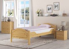 Massivholzbett Kiefer natur 90x200 Einzelbett Gästebett Zubehör wählbar