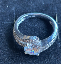 Cocktail Ring Sterlingsilber Rohd. 925, Zirkonia Stein, Gr. 18, 56