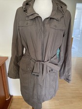 MOX Designer super leichte Trenchcoat Parka Regen Kapuze Mantel Gr.40-42 Khaki