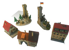 5 x Gebäude Burg Haus Bogen Fachwerk Faller u.a. gebaut ohne OVP H0