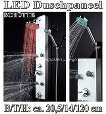 HOGA LED ALU Dusch Paneel LED Überkopf Regendusche Duschsäule Massagedüse K2