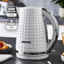 Elektrischer Krug Wasserkocher 1,7 l kabellos strukturiertes Design automatisch abschalten 2200 W weiß