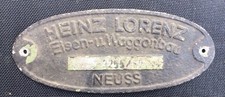 Fabrikschild, Builders plate Heinz Lorenz, Neuss 1962, Al-Guss