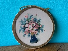 Altes Bild Glas Blumenstrauß Puppenstube Puppenhaus dollhouse picture