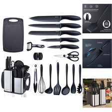 Küchenmessersets Mit block,18 Teiligs Küchenutensilien Mit 5 Teiligs Messerse...