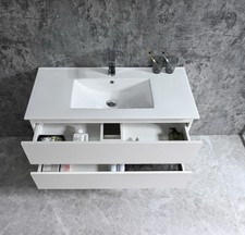 Badmöbel Corbo 100 Weiß Waschtisch Schrank Komplett Teilweise Zusammengebaut