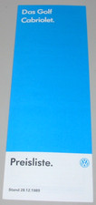 Prospekt Preisliste VW Golf II