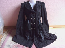 David Moore New York Bildschöner Mantel Trenchcoat Schwarz Tailliert Neu S od.M