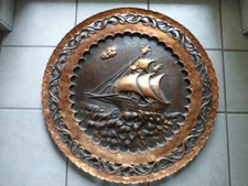  Kupfer Wandteller Schiff