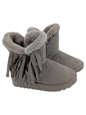 REPLAY Damen Schneestiefel Gr. 37 Grau Fransen Fell Winterstiefel Boots