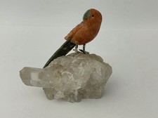 Edelstein Vogel Papagei Figur Bergkristall Handarbeit