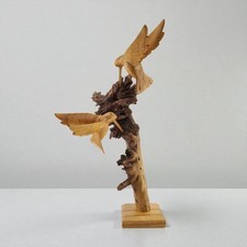 Kolibris aus Holz handgeschnitzt – Deko Vogelfigur Kunsthandwerk Natur Kolibri