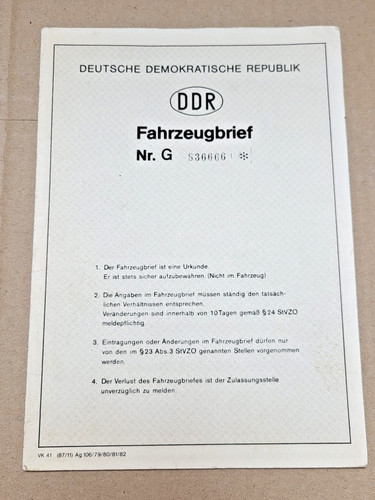 Ddr kfz anhängerbrief - ddr,