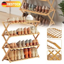 4 Ebenen Schuhregal Freistehende Bambus Regal Schuhablage Schuhe Organizer 50CM