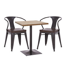 B-Ware Set Bistrotisch 2x Esszimmerstuhl MCW-H10d, schwarz-braun,Tisch hellbraun