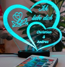 LIEBESGESCHENK MIT BELEUCHTUNG GESCHENK VALENTINSTAG Liebe Herz Acryl LED-Licht