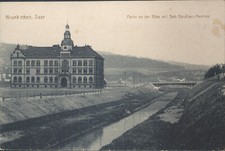 AK Neunkirchen/Saar, Partie an der Blies, Kaserne Bach-Schulhaus