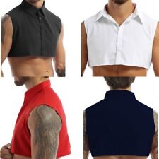 Herren Hemd Fake Oberteile Vintage Crop Top Nachtclub Bluse Herunterdrehen Pure