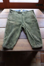 Sehr gute dunkelgrüne vintage Hirsch- oder Elchlederhose, lange Kniebund [H 114]