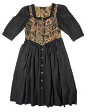 BERWIN & WOLFF Dirndl 44 Leinen Schwarz Trachtenkleid Landhaus 3/4-Ärmel