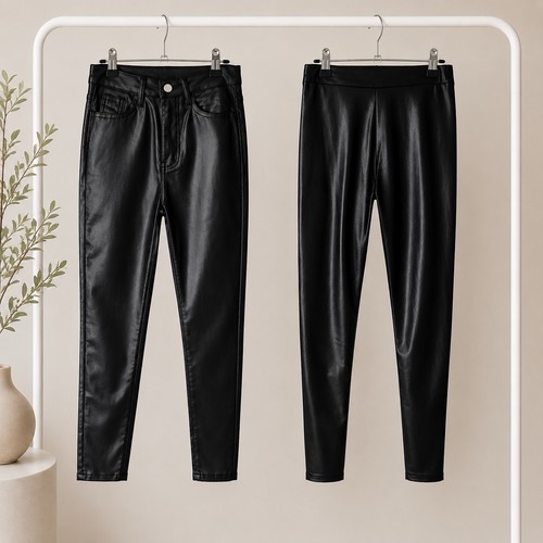 Shein kunstlederhose schwarz - shein,