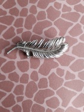 Brosche FEDER Silberfarben Anstecknadel Vintage