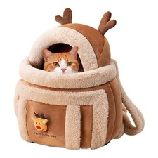 Kleine Haustier-Katzen-Welpen-Tragetasche aus weichem Plüsch, Elch-Design, Reis