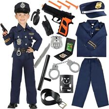 Kinder Karneval Polizei Kostüm & Hut Uniform Polizisten Zubehörset fit 100-130cm