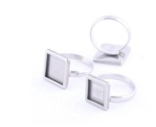 2 quadratische Ring Rohlinge 10x10|12x12| 20x20 mm verstellbar Edelstahl gold si