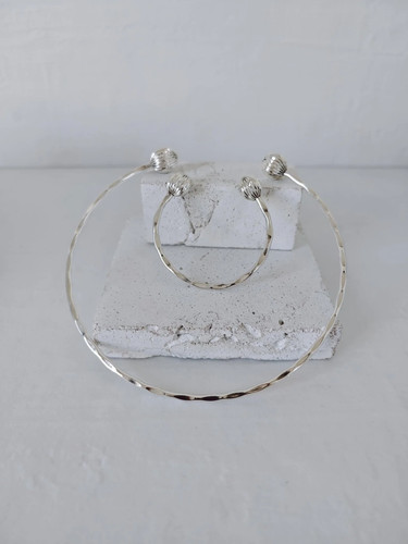 Silbernes choker armreif set - armreif,