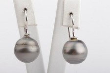 Neu! Ohrringe Hänger Tahiti Perlen 12 mm 585 Weiß Gold -