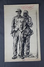 Richard Spitz Zeichnung Zwei deutsche Kriegsgefangene 48 x 30,5 cm 