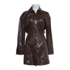 Zara, Blusenkleid, Größe: L, Braun, Polyester, Einfarbig, Lederimitat #lhw