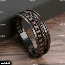 Leder Armband Herren Schwarz