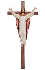 Christus Auferstanden Am Geraden Kreuz 30 CM Aus Holz Aus Valgardena