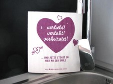 Spüllappen "Verliebt!Verlobt!Verheiratet!" Putztuch Schwammtuch Spültuch Lappen 