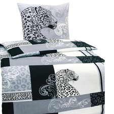 Hochwertige Biber Bettwäsche Baumwolle Ornamente Leopard 135x200 80x80