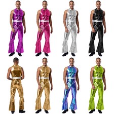 Herren Jumpsuit Verkleidung Overall Rave Disco-Kostüm Nightclub Bodysuit Party