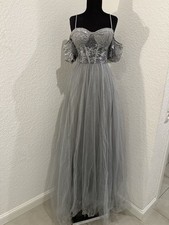 Damen Abendkleid Lang Grau