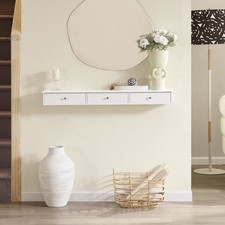 SoBuy Wandschrank mit 3 Schubladen,Hängeschrank,Wandregal,weiß,FRG43-L-W