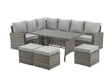 EVRE 9-Sitzer Marylin Ecksofa & Esssofa Rattan Gartenmöbel Set für drinnen 