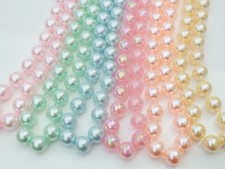 GJ69 * PERLENKETTE - HALSKETTE XXL 120 - 240cm 12mm KUGEL ROSA, APRICOT,ICE BLAU