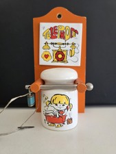 Vintage 70er Seltenes Sammlerstück SPARDOSE Mit SCHLOSS Holz Keramik Telefon TOP