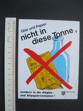 Glas und Papier nicht in diese Tonne Sticker Aufkleber Reklame Werbung