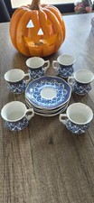 Tee Kaffe Set mit 6 Tassen mit Untertassen " Home Time" Vintage Design Porzellan