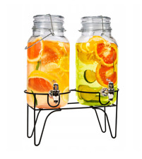 Glaskrug Getränkespender Zapfhahnflasche Glasspender mit Getränkehahn Glas 2x4 L